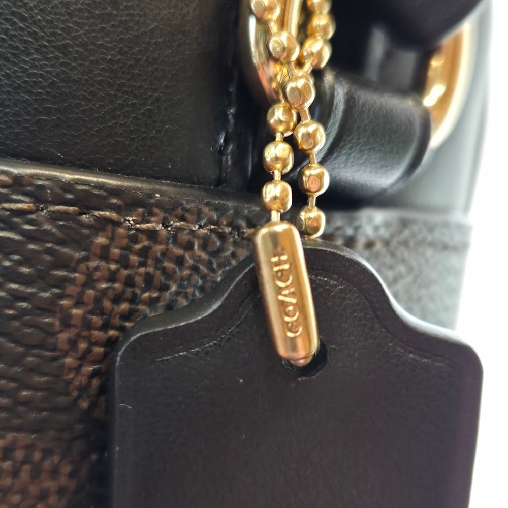 Coach Jamie Camera Bag Signature "C" Walnut Black Crossbody Gold‎ Hardware NWT - Picture 10 of 14